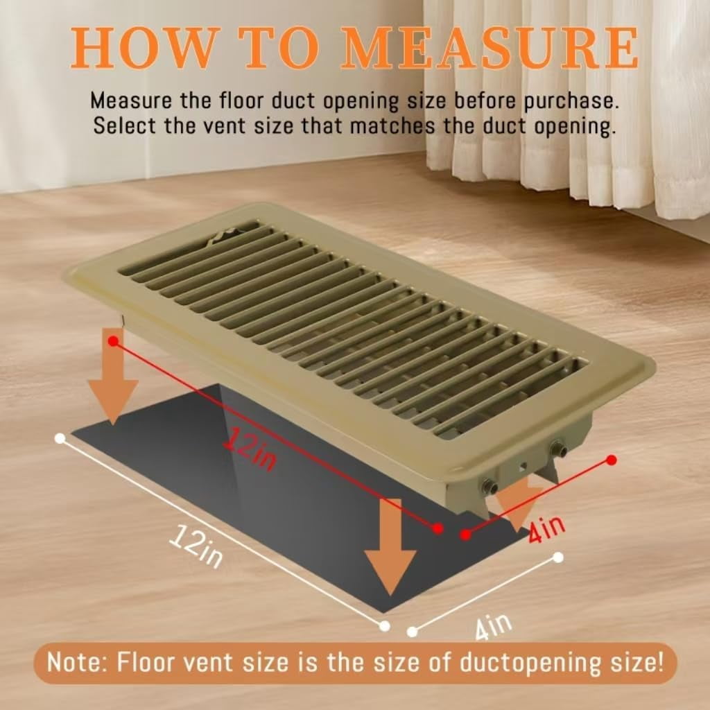 VIB 4" x 12" Brown Floor Register Vent Cover, 3 Pack Walkable Floor Grates with Adjustable Airflow, Powder-Coated Metal Vent Covers for Floor Wall Ceiling