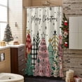 thumbnail image 3 of Shower Curtain 72"W x 72"L Winter Hand-drawn Christmas Tree Fabric Shower Curtains Set with Hooks Water Repellent Bathroom Curtains Machine Washable Bathroom Accessories, 3 of 7
