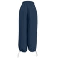 thumbnail image 4 of Lenpel Cotton Linen Pants for Women Lightweight Pleated Wide Leg Baggy Trousers Lounge Flowy Comfy Beach Vacation Clothes, 4 of 7