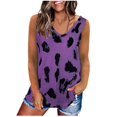 thumbnail image 2 of ICHUANYI Clearance Women Floral Printing Tank Fit Round-Neck Sleeveless Block Tunic Tee Tops(Purple, M) ICHUANYI WER2023081007193, 2 of 3