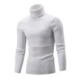 thumbnail image 2 of Men's Slim Fit Turtleneck Sweater Casual Knitted Twisted Pullover Solid Sweaters White 4XL, 2 of 4