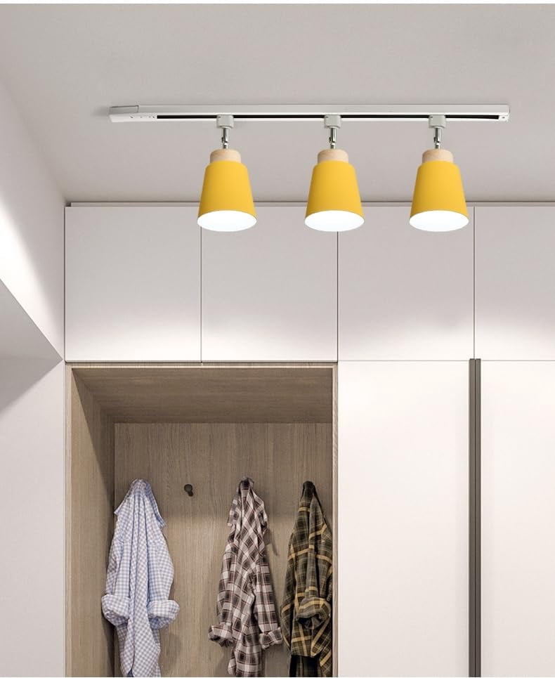 KAYYELAMP 1Pcs Macaron Yellow Halo System Adjustable Titl Angle Track Lighting E26 Base Modern Design for Farmhouse Kitchen Sink Gallery Loft(No Bulb, Track)