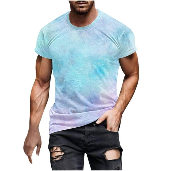 Maean Men Shirts Short Sleeve Tie Dye Summer Causal Loose Tshirts 2025 Fashion Trendy Mens Tee Tops