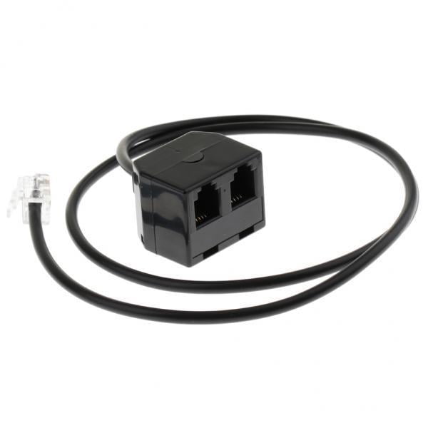 Yinanstore 2x 4P4C RJ9 1 Mâle à RJ9 Double Femelle Adaptateur Convertisseur Câble d'Extension Noir