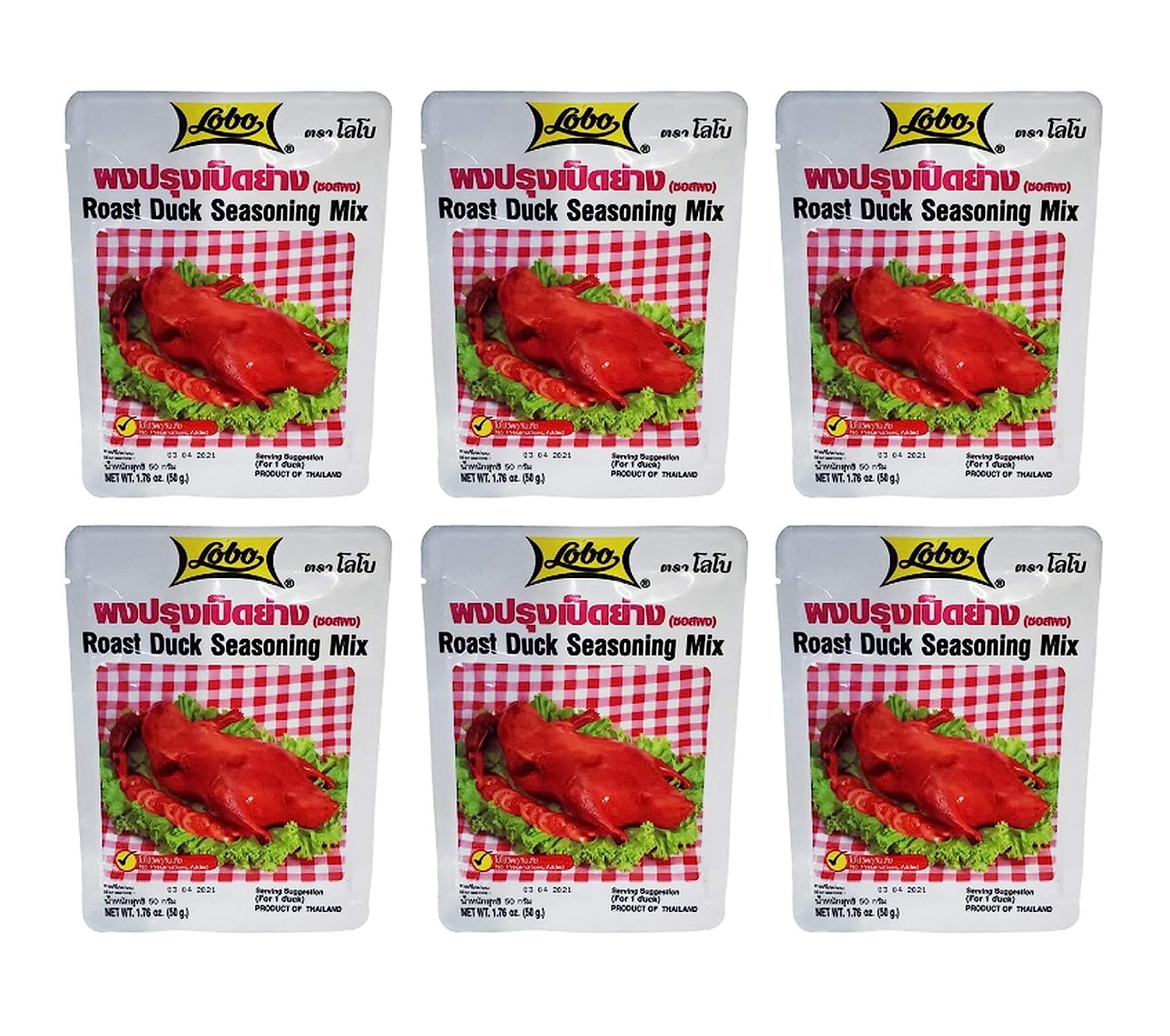 Lobo Thai Roast Duck Seasoning Mix (6 Pack, Total of 10.56 oz