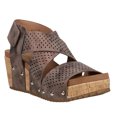 thumbnail image 2 of Corkys Womens Guilty Pleasure Metallic Studded Perforated Wedge Strappy  Ca, 2 of 5