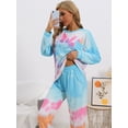 thumbnail image 2 of DARING DIVA Women's Tie Dye Long Sleeve Front Pocket Pajamas Set L Blue, 2 of 7