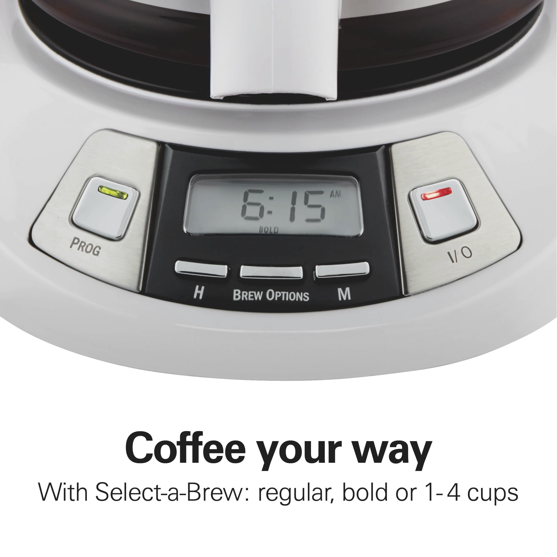 Hamilton Beach 12-Cup Programmable Drip Coffee Maker Machine with Glass Coffee Pot, Cafetera, White