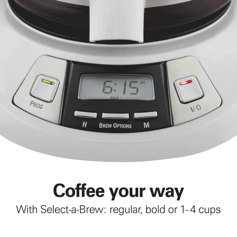 Hamilton Beach, 12-Cup Programmable Coffee Maker, White, Glass Pot