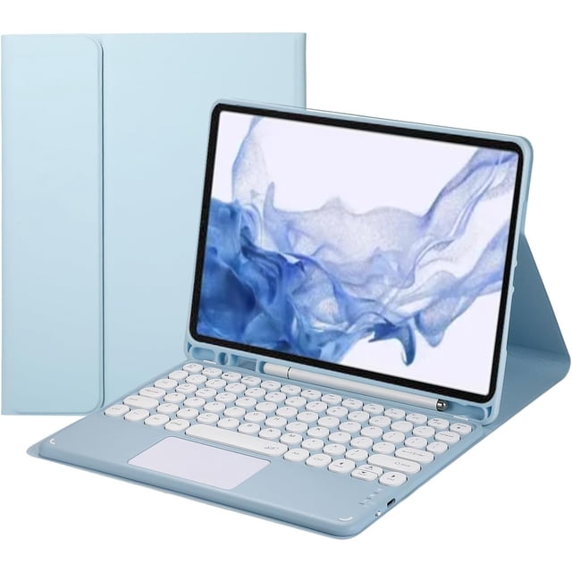 Funda con teclado táctil para Samsung Galaxy Tab S8/Tab S7 de 11 pulgadas (modelo SM-X700/X706/T870/T875/T878), con portalápices, teclado Bluetooth magnético desmontable