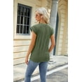 thumbnail image 3 of New Womens Textured Crewneck Knit Solid Loose Casual T Shirts, 3 of 3