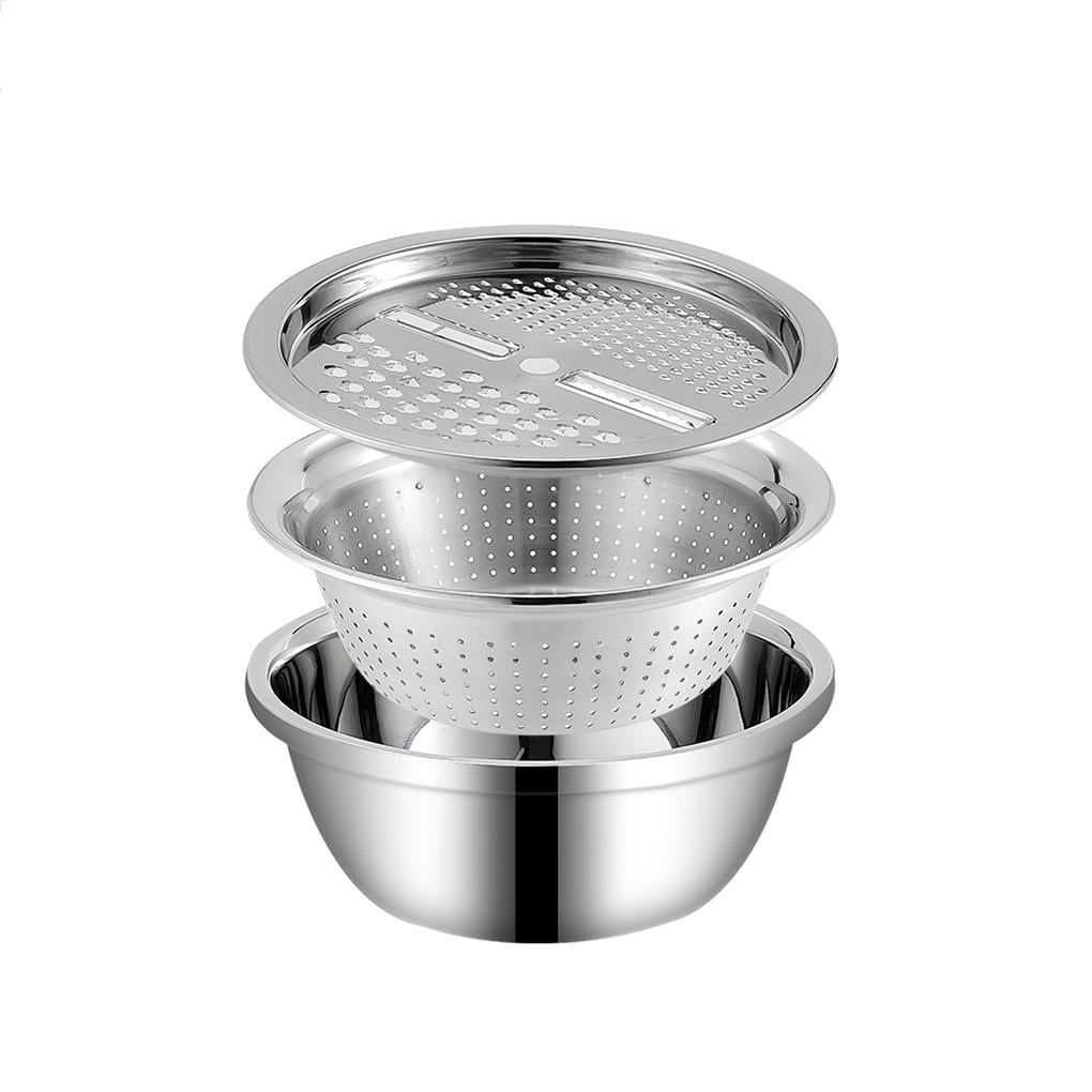 Justhard Stackable Stainless Steel Strainer and Mixing Basin Set