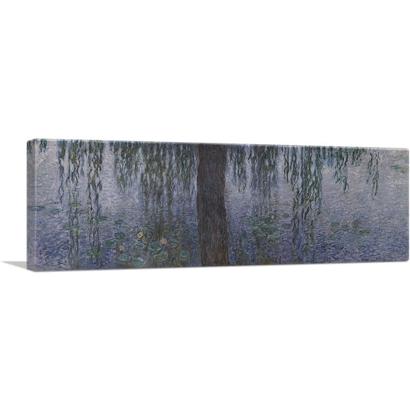 ARTCANVAS The Water Lilies - Morning with Willows Canvas Art Print by Claude Monet - Size: 36" x 12" (1.50" Deep)