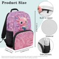 thumbnail image 7 of Aplkyhs Pink Cute Axolotl School Backpack for Boys Girls Ages 6-18 Ergonomic Padded Adjustable Straps 17 Inch Large Capacity Bookbag for Elementary Middle High School Daily Use, 7 of 7