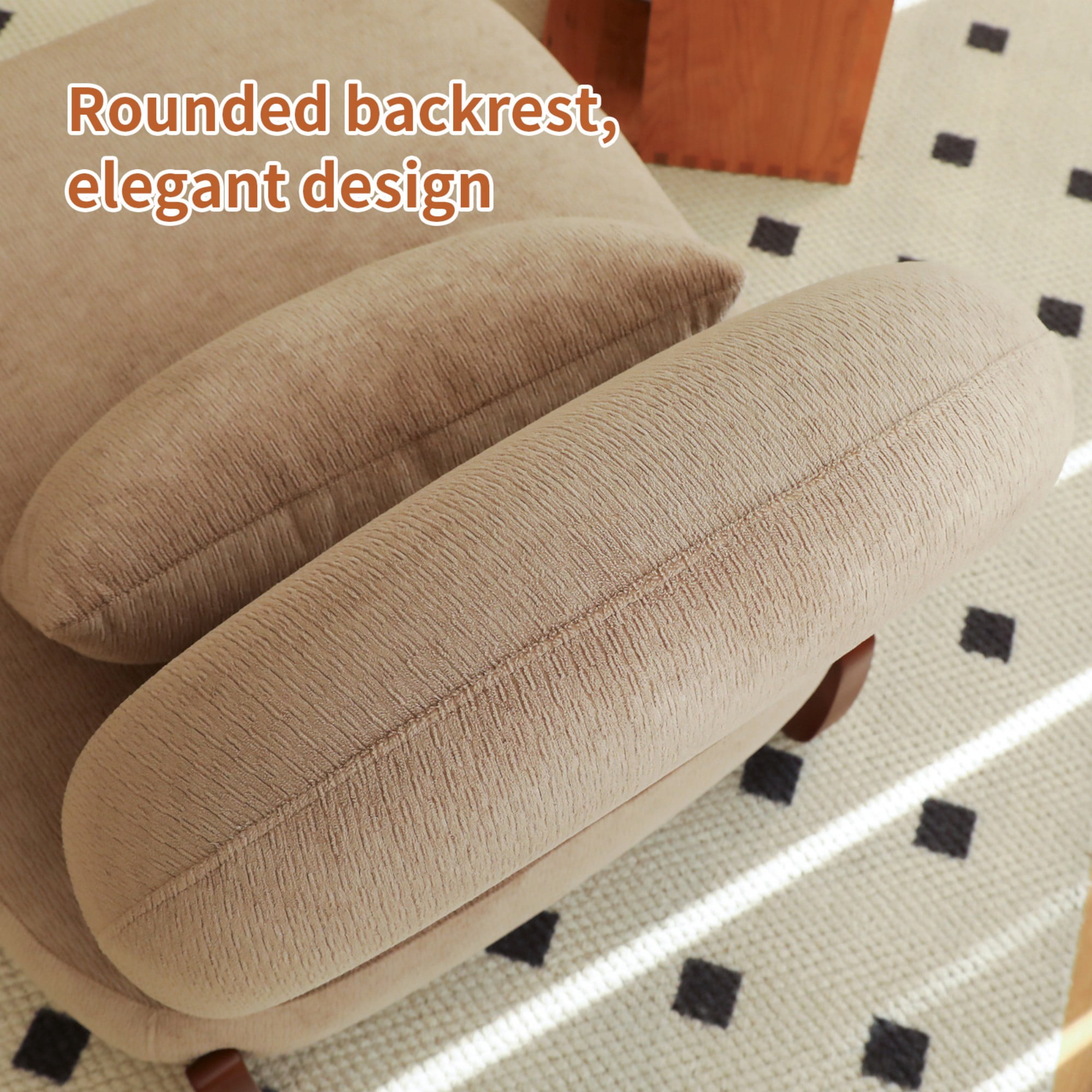 BSHTI 28.4" Velvet Upholstered Accent Chair with Pillow, Comfy Armless Design, Wood Legs for Living Room(Camel)