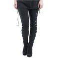 thumbnail image 1 of Pantalones Prolriy para mujer, leggings negros laterales, pantalones de moda para mujer, pantalones góticos de encaje para mujer, pantalones negros XL para mujer, 1 of 8
