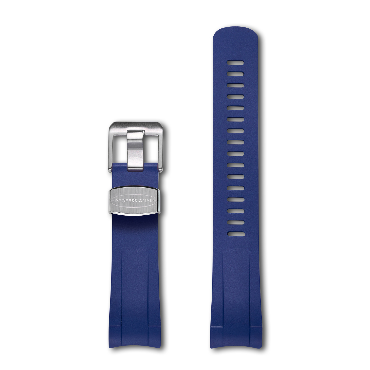 CRAFTER BLUE TD02 Curved End Watch Band Quick Release Soft Rubber Strap