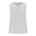 thumbnail image 5 of ECZHAW Petite Tops for Women Cotton Linen Summer Tank Tops Dressy Casual Button Trim Crewneck Sleeveless Shirts, 5 of 7
