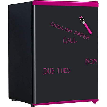 Keystone Energy Star 2.6 cu ft Compact Refrigerator with Wipe-Off Board Front, Black with Pink Trim (KSTRC26ABP)