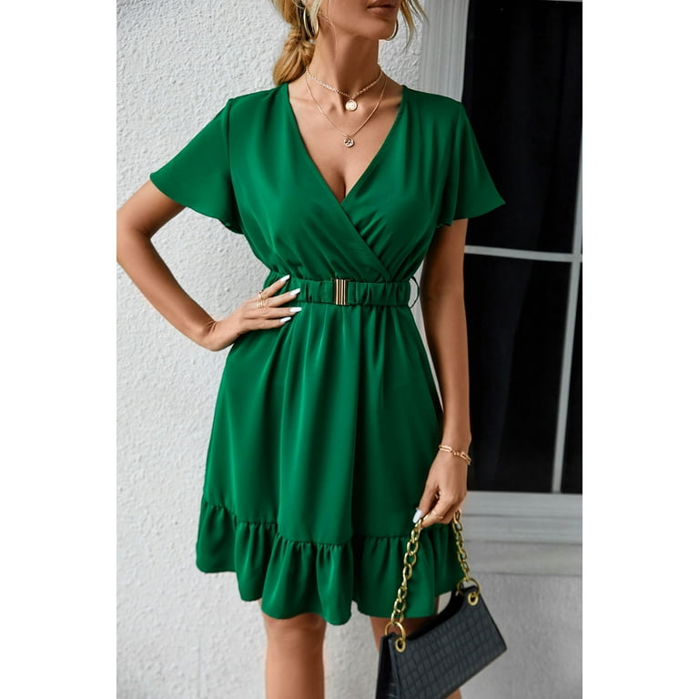 Emerald daisy top wrap dress