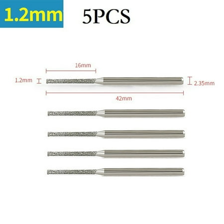 

5Pcs 0.8-2.5Mm Diamond Coated Drill Bits 2.35Mm Shank For Glass Jade Amber Glass
