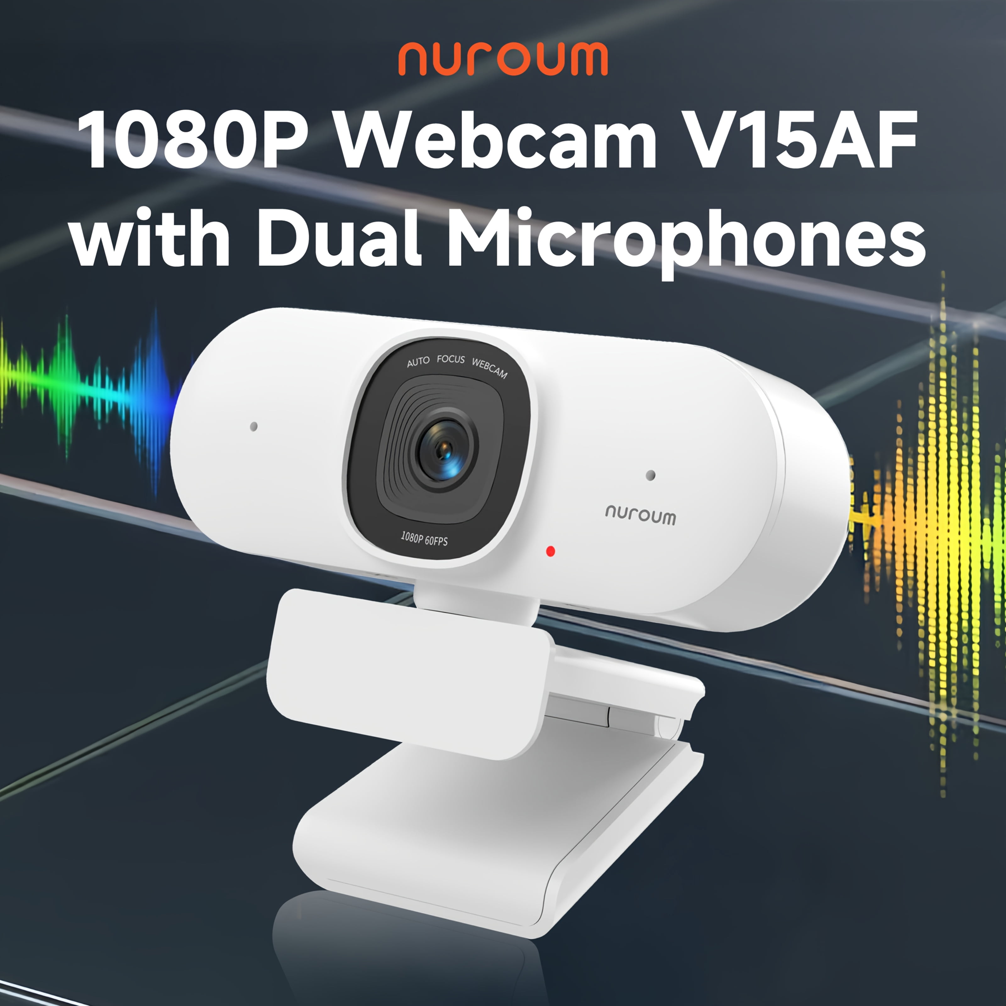 V15-AF 1080P Webcam with Privacy Shutter, Dual Mics, Wide Angle Lens & 360 Stand for Video Conferencing, Streaming and Online Class