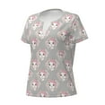 thumbnail image 2 of Goofa Beautiful Rabbit1 Pattern Womens Deep V Neck Low Cut Tops Casual Summer Short Sleeve Ribbed Knit T-Shirts-Small, 2 of 5