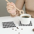thumbnail image 3 of Leather Coasters with Heat-resistant for Drinks, Black And White Diamonds Cup Coasters Cup Pad Mat for Tabletop Protection, Coffee Table, Office Desk and Housewarming Gift, 3 of 5