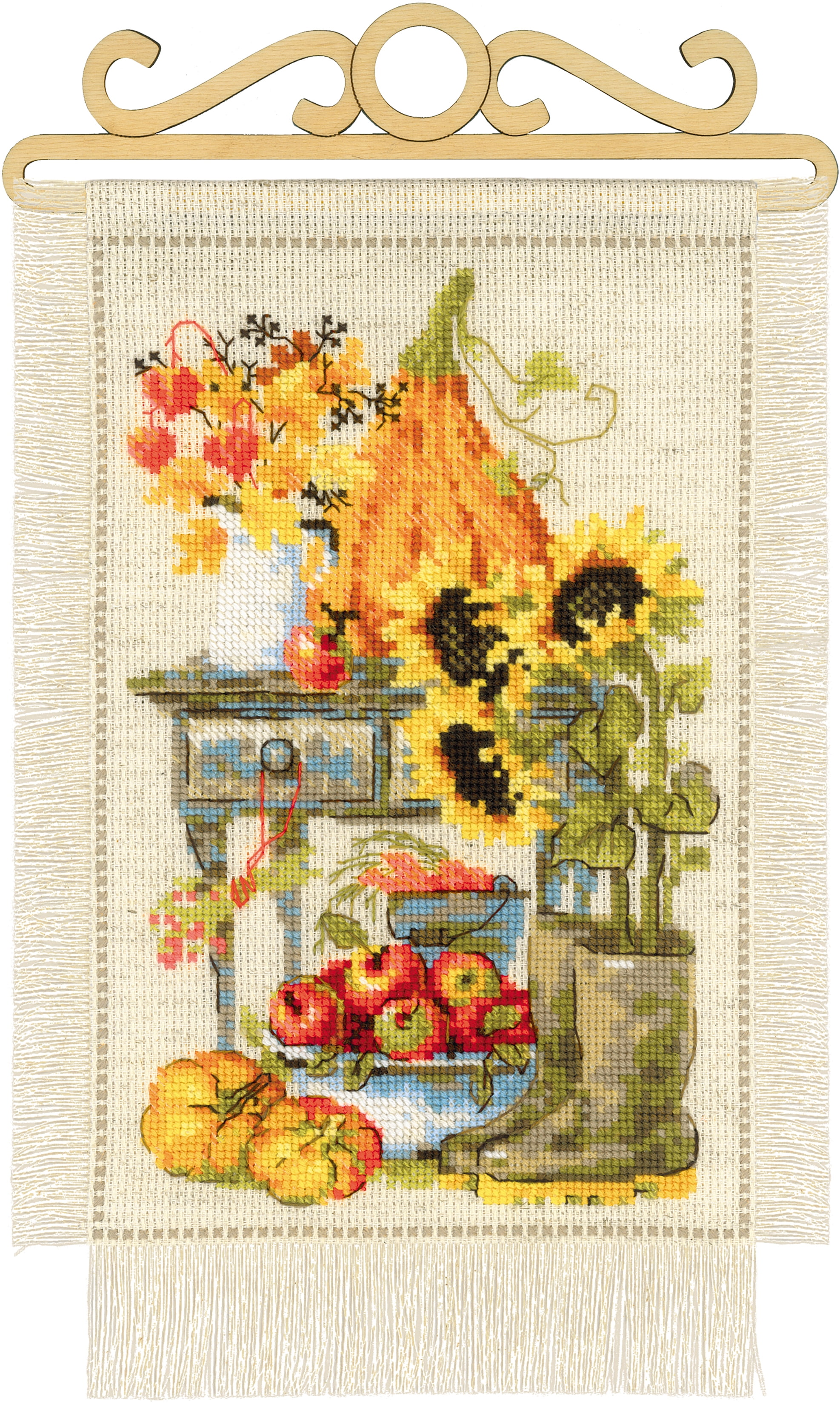 Riolis Counted Cross Stitch Kit 7.75"X11.75"-Autumn Cottage (14 Count