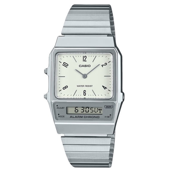 Casio Vintage Analog Digital Dual Time Stainless Steel Bracelet White Dial Quartz AQ-800E-7A2 Unisex Watch