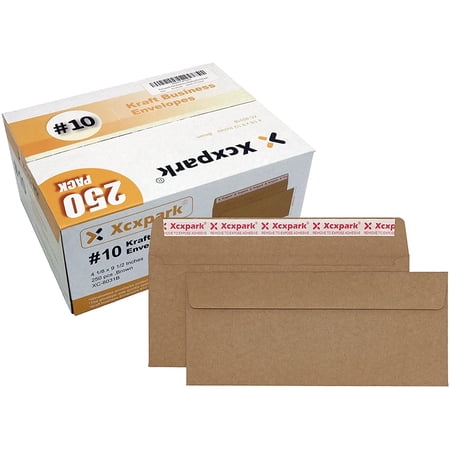 Xxcxpark 250 PCS #10 Self Seal Kraft 4-1/8 x 9-1/2 inches Security ...