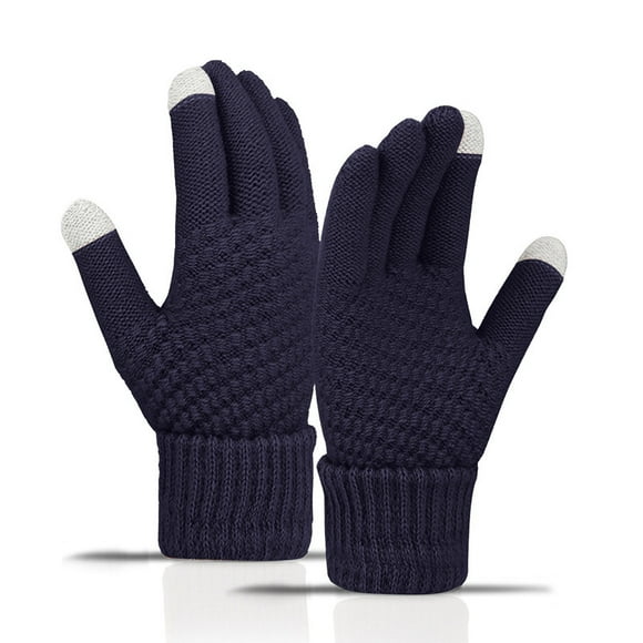Women Winter Wool Warm Gloves Solid Color Fleece Knitted Cold Proof Gloves