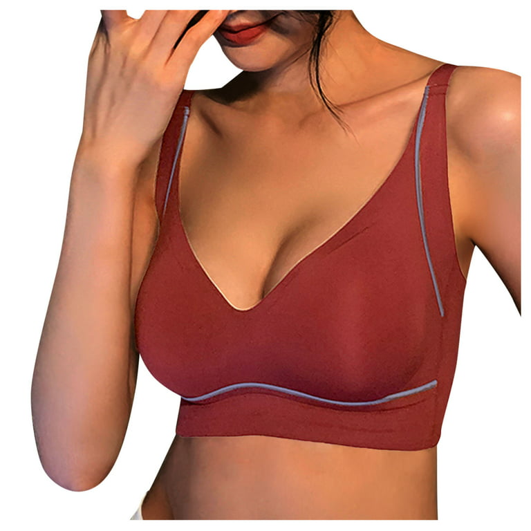 LEEy-world Plus Size Lingerie Women Breathable Tube Top Bra Underwear  without Steel Ring And Shoulder Strap,Red 