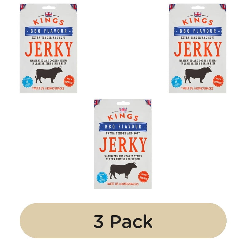 Kings Elite Snacks BBQ Beef Jerky Titan Pack 350g, British Import (Pack of 3)