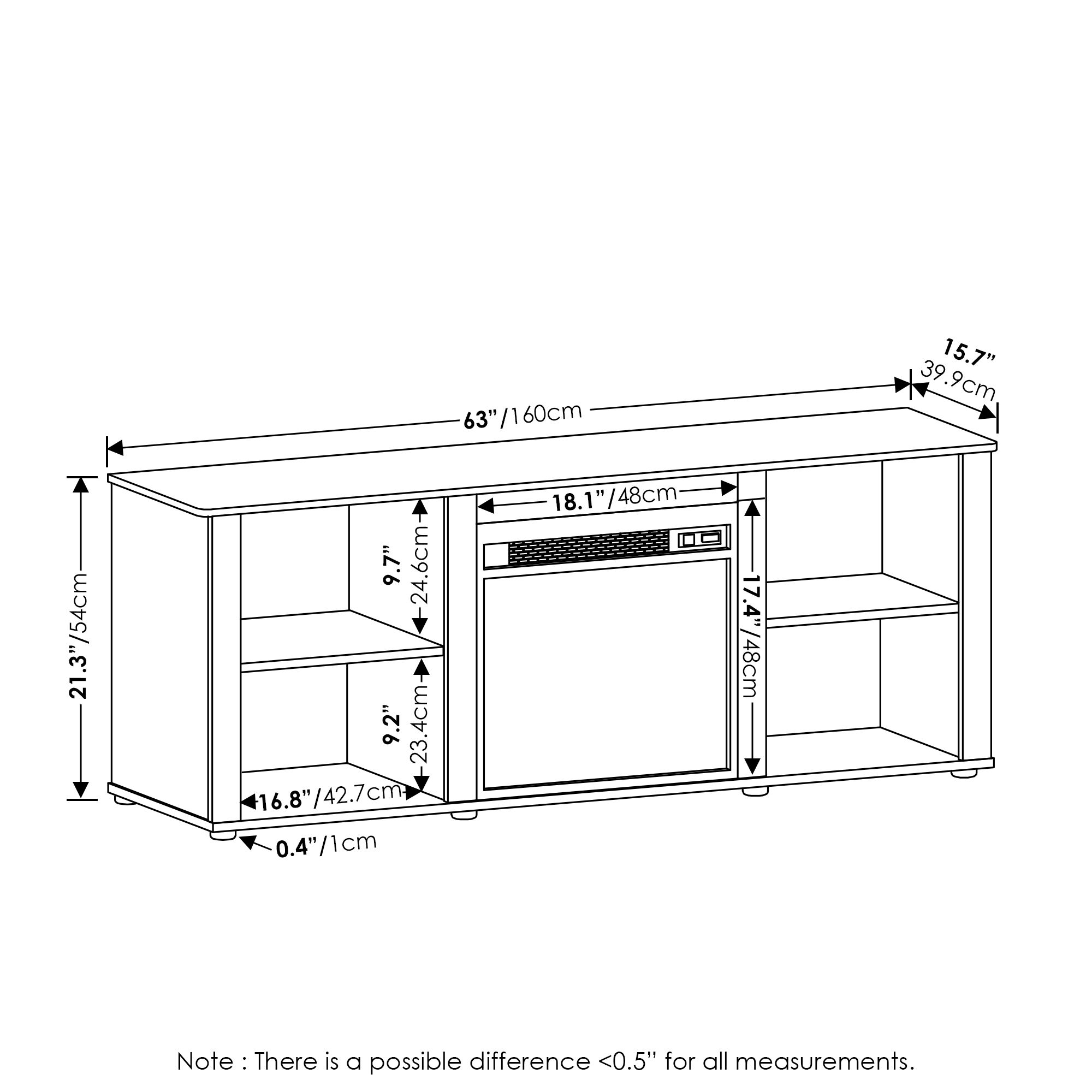 Furinno Montale 70" TV Stand with Electric Fireplace photo 3