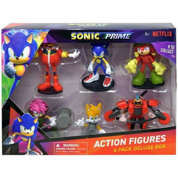 PMI Collectible Sonic The Hedgehog Action Figure Sets, (6 Pack)