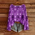 thumbnail image 2 of WTOBBY Women's Fashion Long Sleeve Halloween Print Sweater, Themed Pullover with Spooky Designs, Cozy and Stylish Top for Fall Parties and Events,Purple M, 2 of 5
