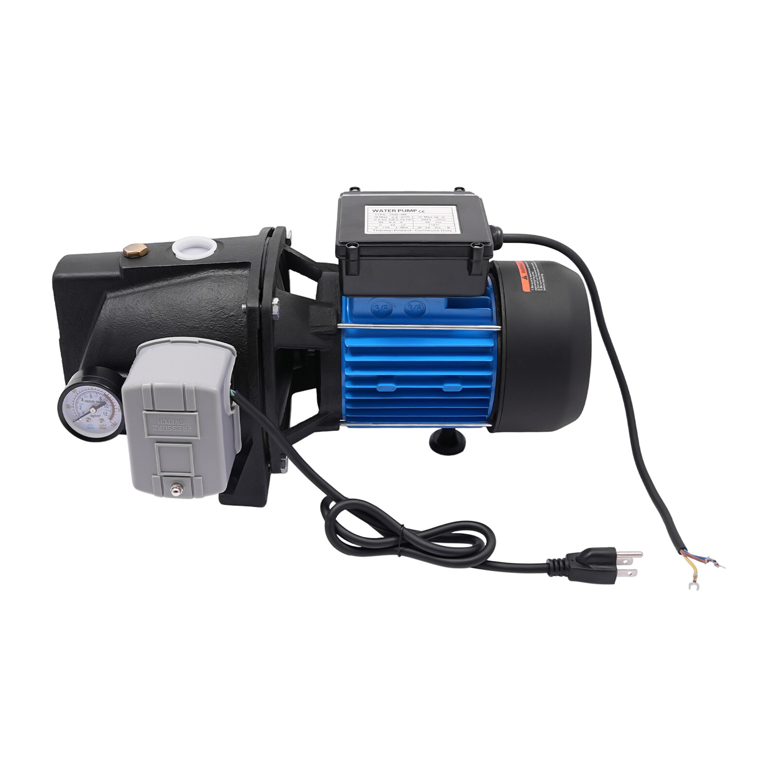 ToppiJoy 110V 0.75HP Shallow Well Pump with Ejector Kit Cast Iron Jet Water Pump, Well Depth Up to 25ft, Automatic Pressure Switch, Water Pump for Farm Lawn Garden