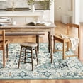 thumbnail image 2 of HOMERRY Foldable Area Rug 5' x 7' Washable Vintage Floral Print Rug for Living Room, Teal, 2 of 6