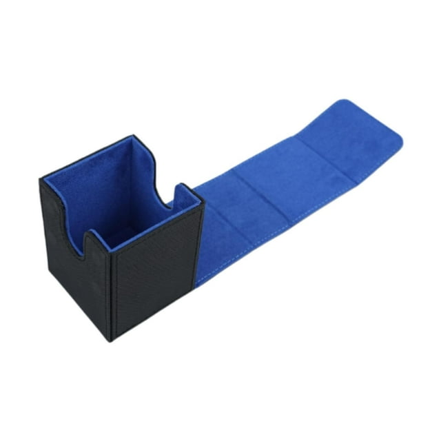 Caja de almacenamiento para baraja de cartas coleccionables, multiusos con tapa de cierre, organizador para tarjetas de fútbol, regalo, tarjetas de Negro Azul