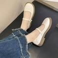 thumbnail image 5 of Fesfesfes White Flats Women Flat Shoes for Women Elegant And Gentle Temperament Soles French Gentle With The Skirt Flat Loafers Small Faux-Leather Shoes 6(37), 5 of 7