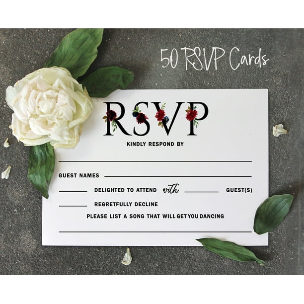 Inkdotpot 50 Blank RSVP Cards With White Envelopes Floral 4x6 Response  Cards-RSVP Reply Card For Wedding-Bridal Shower-Baby Shower-Rehearsal Dinner