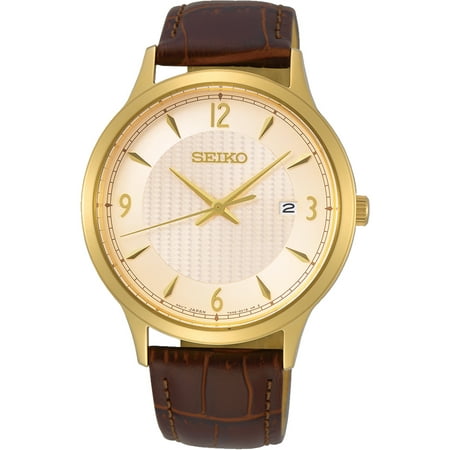 SEIKO SGEH86P1,Men's dress,Stainless Steel Case and Leather Strap,Three handsl,Date,100m