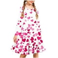 thumbnail image 2 of Dresses for Girls Cute Heart Graphic Crewneck Casual Dress Long Sleeve Dress Kids Clothes Girls Size 4-14, 2 of 5