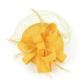 thumbnail image 7 of TODOZO Fascinators Tea Party Hat for Women - Kentucky Church Derby Hats Flower Mesh Feather Headband for Ladies Girls Hats for Fascinators Pillbox Flower Hat for Tea Wedding Church Yellow, 7 of 7