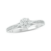Cali Trove Sterling Silver 1/6 Ct Round White Diamond Cluster Promise Ring
