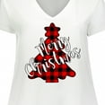 thumbnail image 4 of Inktastic Red Buffalo Plaid Christmas Tree Women's Plus Size V-Neck T-Shirt, 4 of 5
