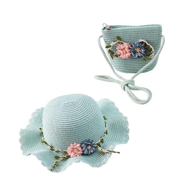 Conjunto de sombrero y bolsa pequeña Hugo sombrero de verano para niñas con flores