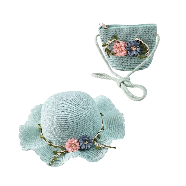 Conjunto de sombrero y bolsa pequeña Hugo sombrero de verano para niñas con flores