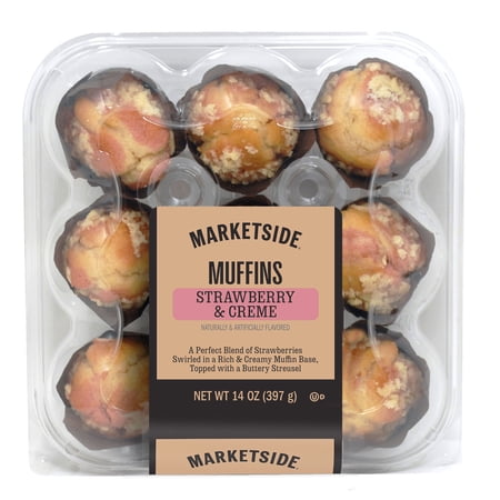 Marketside Strawberry & Creme Muffins, 14 oz, 9 Count (Bakery Fresh, Breakfast Pastry)